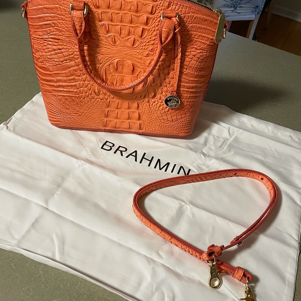 Nwot Brahmin peach/coral embossed croc satchel
